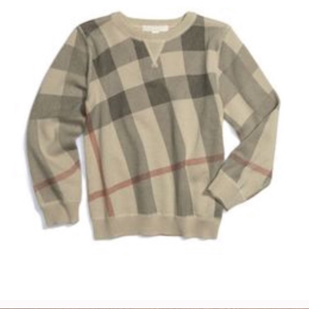 BURBERRY boys check sweater almost new. Size: 6y